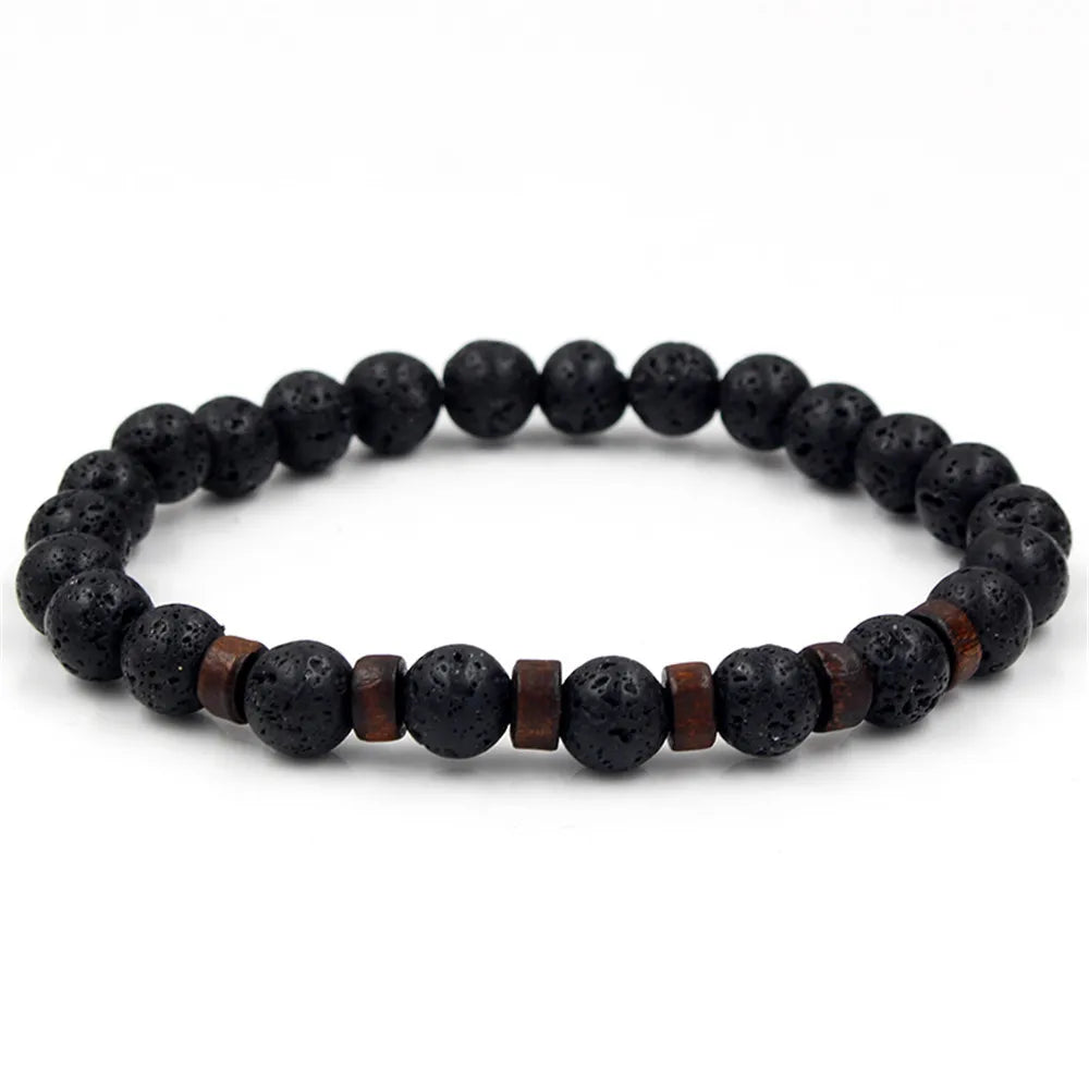 Volcanic Rock Stone Bracelet For Men Wooden 8MM Aromatherapy Lava Beads Bangle Tibetan Buddha Wrist Chain Women Jewelry