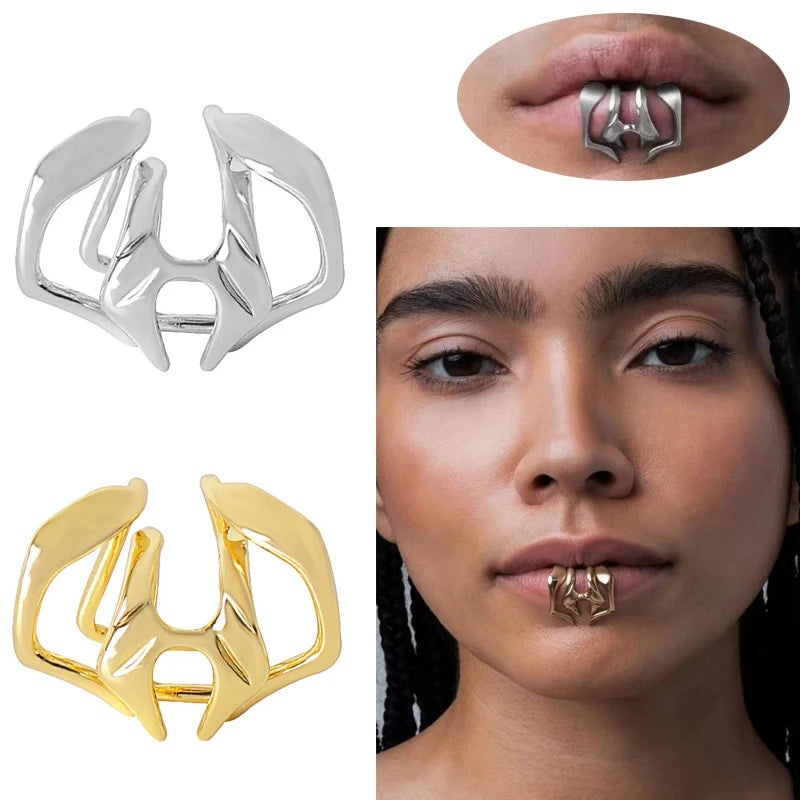Non Piercing Lip Ring for Women Holeless False Lip Jewelry Lip Clip Puncture Jewelry Punk Body Jewelry Fake Lip Rings for Men