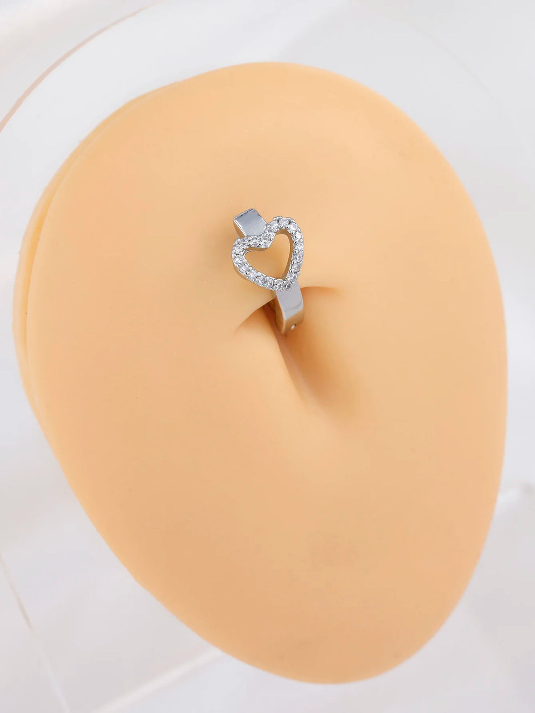 Stainless Steel CZ Butterfly Belly Button Ring Piercing Heart Navel Barbell Jewelry Plated 18K Gold Reverse Curved Belly Rings