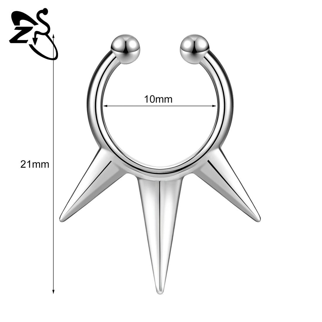 ZS 1 Piece Punk Stlye Fake Septum Ring For Men Women Irregular Nose Cuff Cyberpunk Non Piercing Clip On Nose Piercings Jewelry