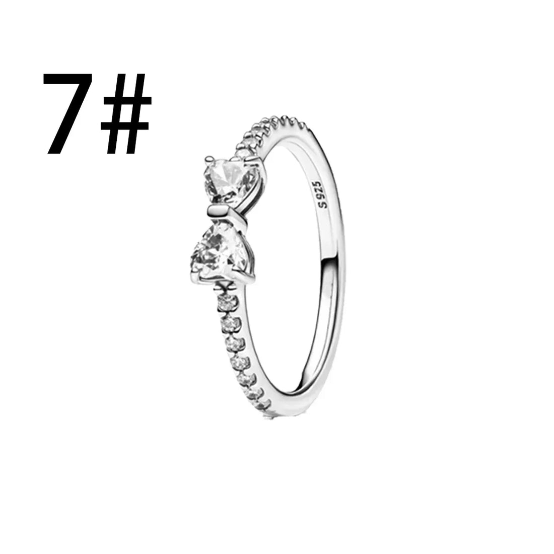 New Original 925 Sterling Silver Crown Bow Heart Set Ring Necklace Earring Crystal Women Valentine's Birthday Gift DIY Jewellery