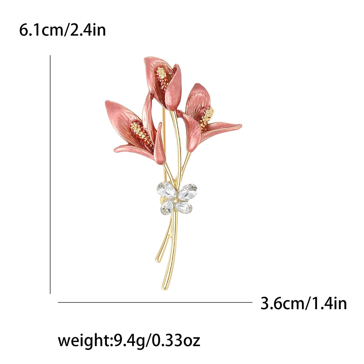 Resin Tulip Brooch for Women Unisex Rhinestone Flower Pin Pearl Plant Lapel Pin Banquet Party Backpack Gifts Jewelry Accessories