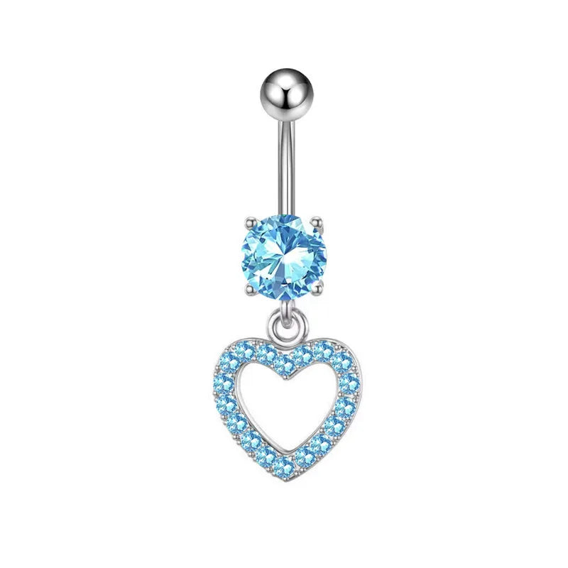 1PCS Stainless Steel CZ Belly Button Piercing Heart Navel Barbell Jewelry Butterfly Belly Button Ring Sexy Navel Ring For Women