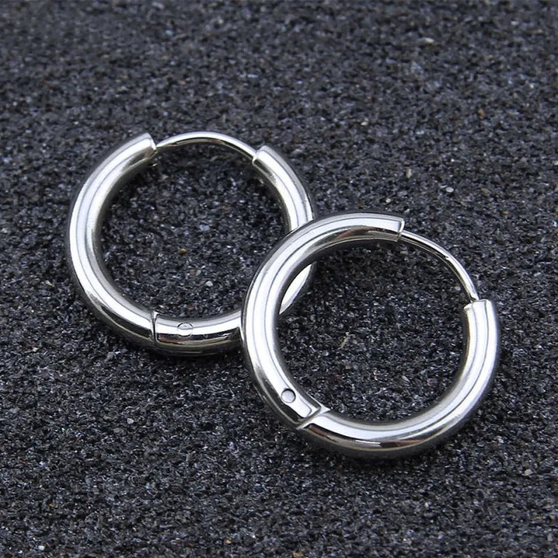 8/10/12/14/16/18/20mm Stainless Steel Huggie Hoop Earrings for Women Men