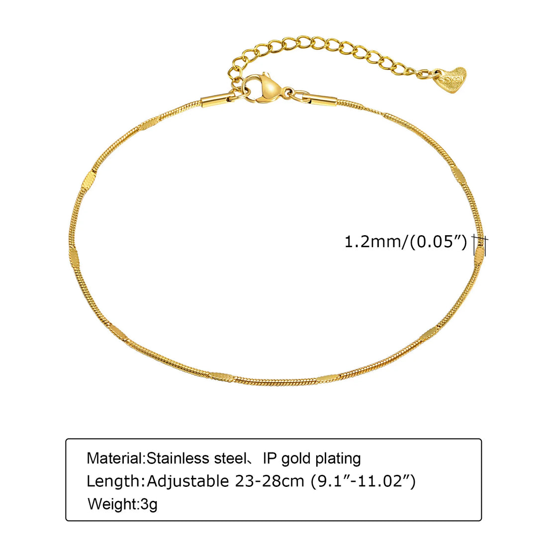 Women's Waterproof Stainless Steel Dainty Bead Charm Chain Anklet Jewelry, Gold Color Minimalist Anklets For Daily Beach Holiday