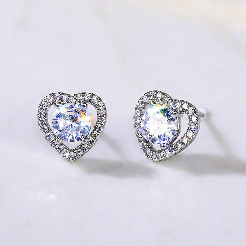 Huitan Luxury AAA CZ Stud Earrings For Women Romantic Elegant Female Daily Earrings 7 Colors Available Wholesale Dropshipping