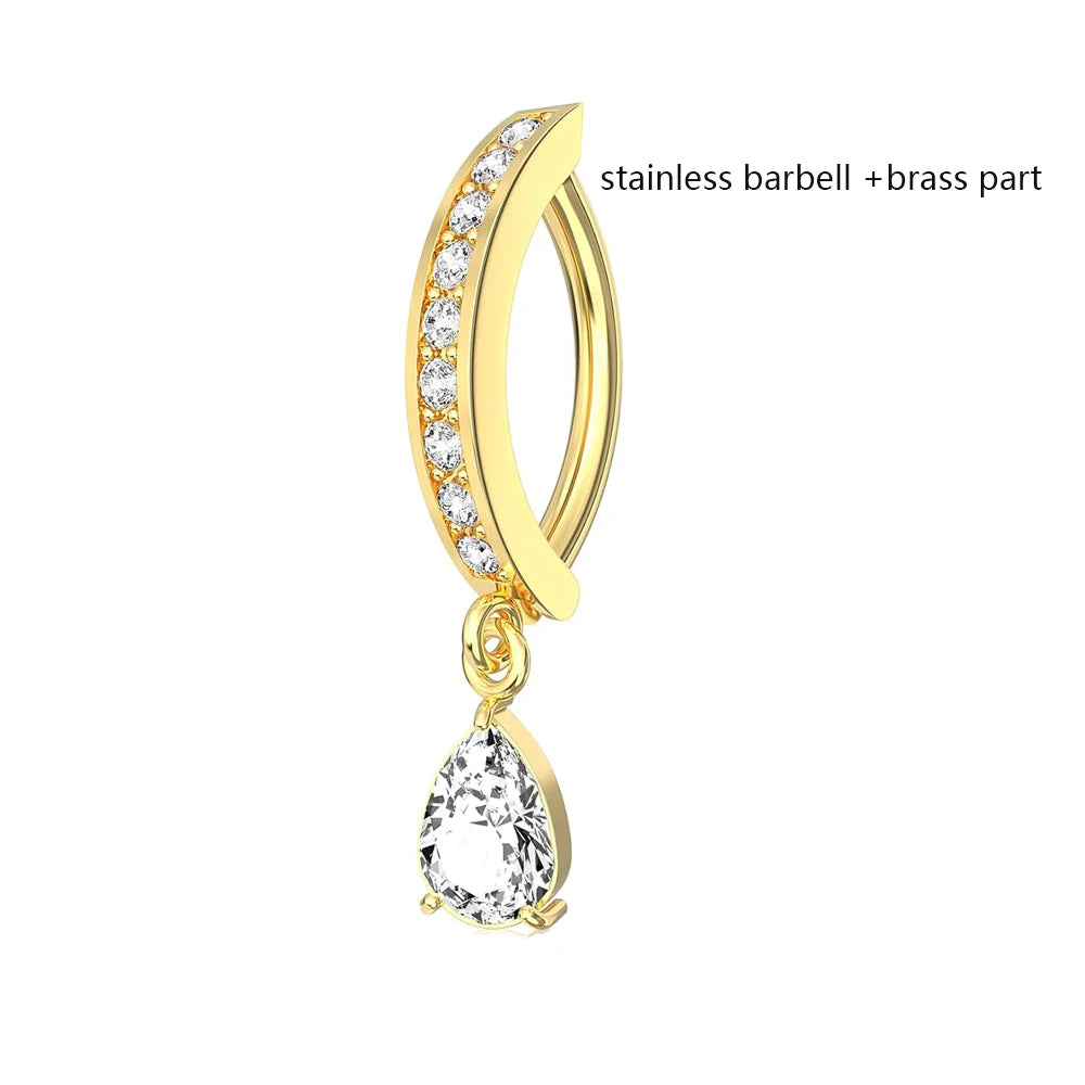 1PC 14G Implant Grade G23 Titanium Belly Button ring Clicker Stainless Steel Navel Piercing Jewelry Copper Belly Piercings