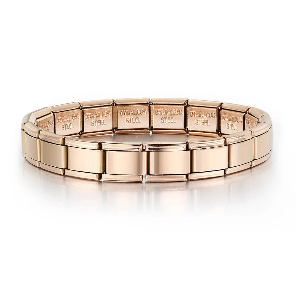 2025 Trendy 9mm Width Italian Charm Link Elastic Bracelet Fashion Stainless Steel Bangle Chain on Hand Factory DIY Making