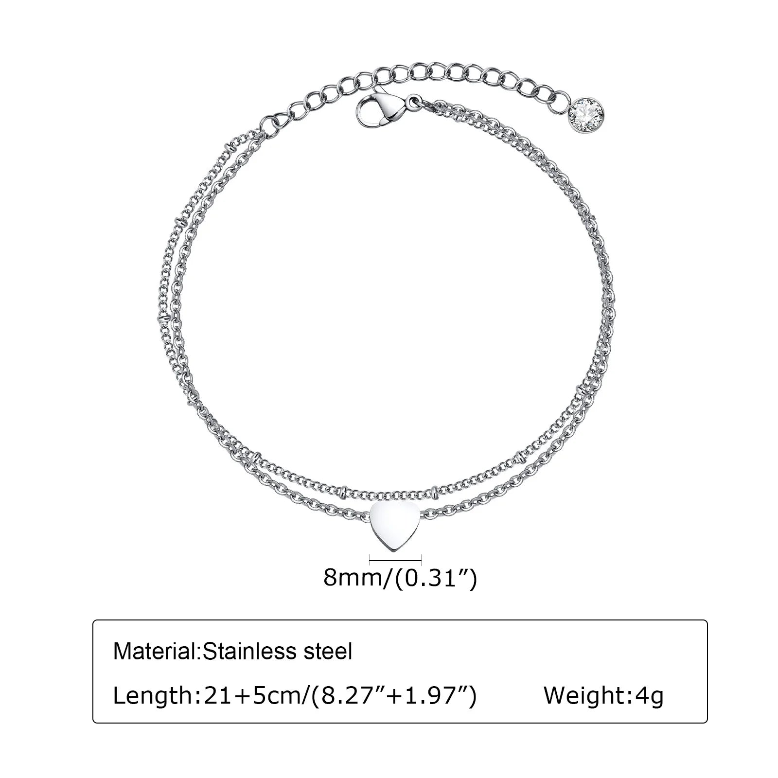 Silver Color Anklet Bracelets for Women Waterproof, Stainless Steel Layered Cuban Chain Herringbone Anklets Summer Beach Gift