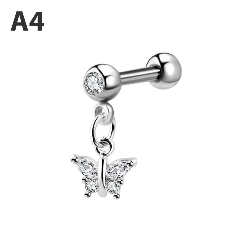 Zircon Earrings Helix Ear Lobe Piercing Conch Tragus Dangle Cartilage Ring Pierc