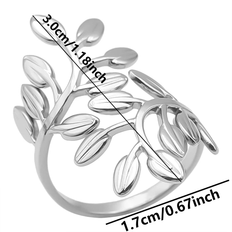 1Pc Stainless Steel Waterproof Women Personality Textured Chunky Open Rings Vintage Hollow Irregular Multi-layer Anillos Jewelry