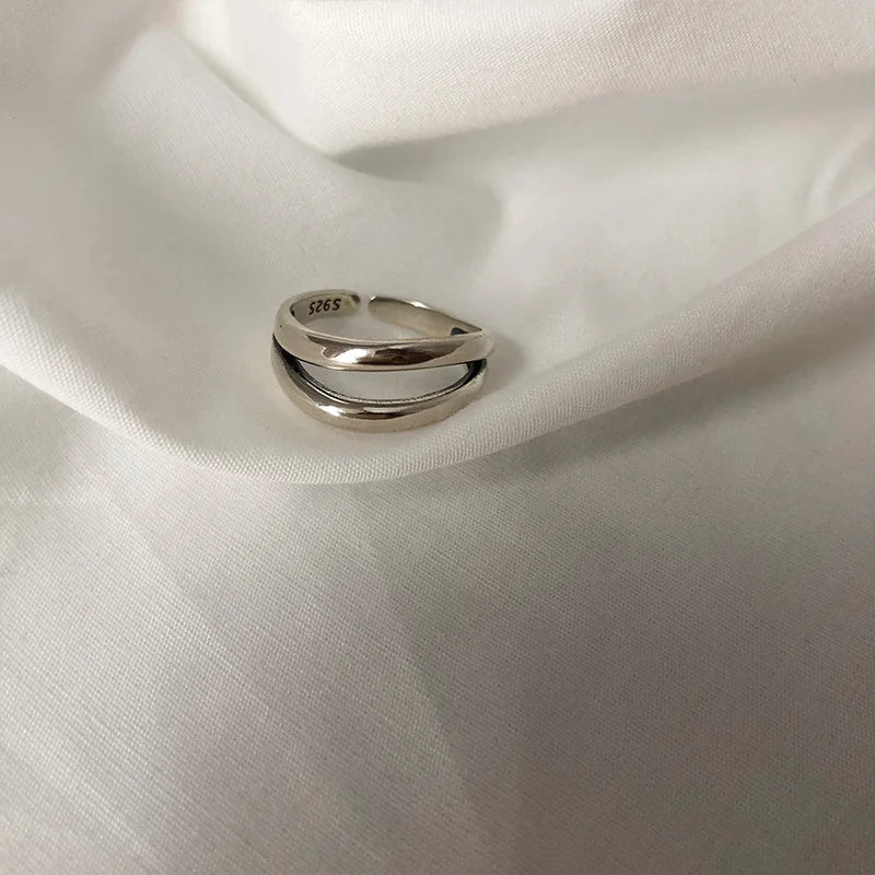 VENTFILLE 925 Sterling Silver Finger Rings New Fashion Creative Cross Hollow Chain Geometric Party Jewelry Gifts