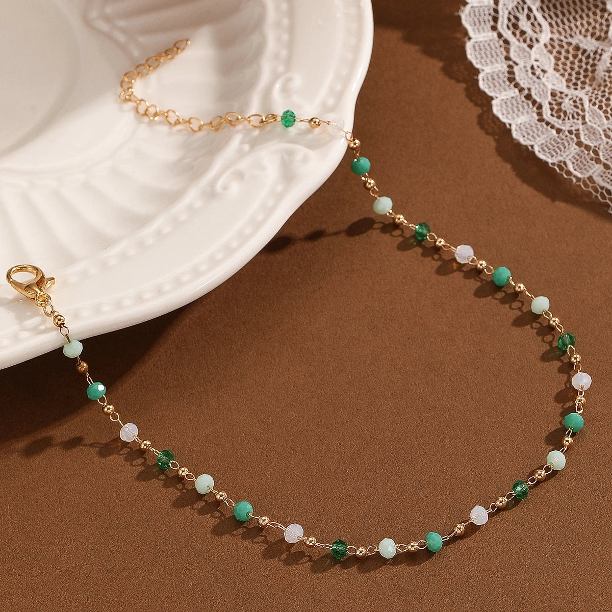 Kinitial Bohemian Women's Anklets Beads Stone Anklet Summer Beach Anklets On Foot Ankle Bracelets For Women Leg Chain