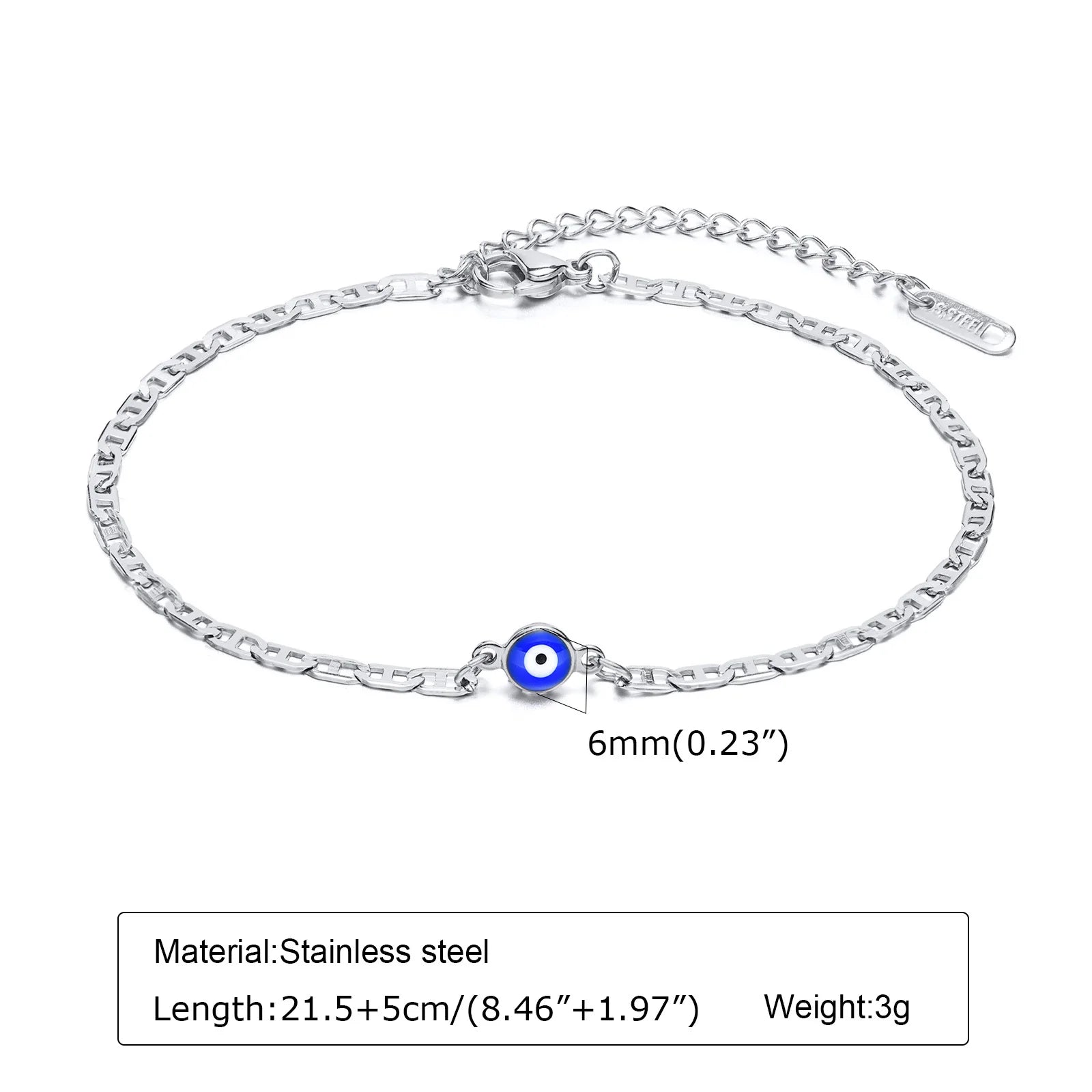 Silver Color Anklet Bracelets for Women Waterproof, Stainless Steel Layered Cuban Chain Herringbone Anklets Summer Beach Gift