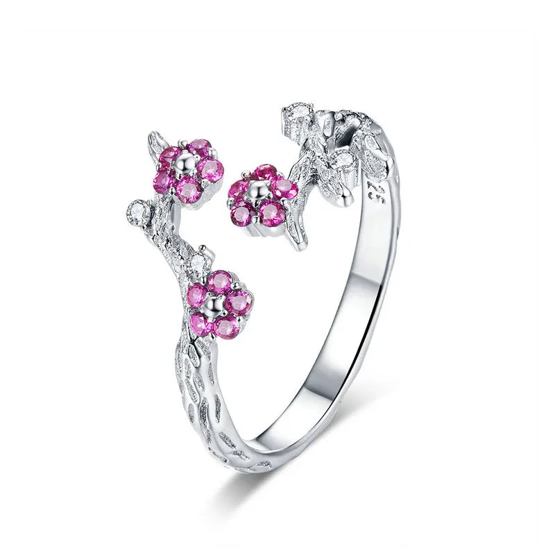 WOSTU Adjustable Rings Real 925 Sterling Silver Stackable Engagement Zircon Open Size Rings For Women Female Original Jewelry