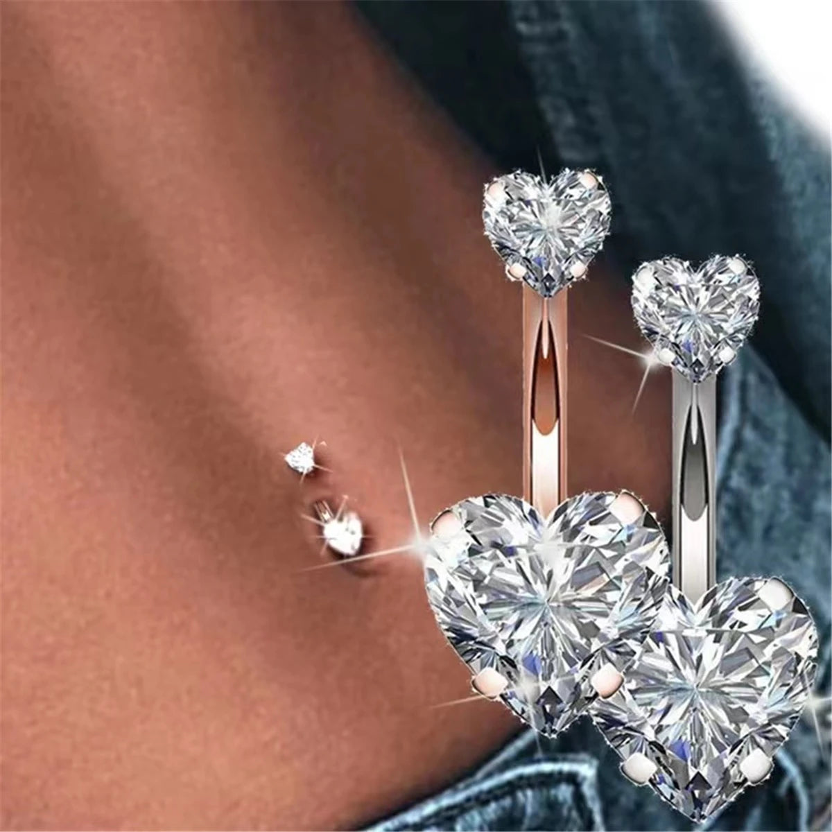 1PC Steel Belly Button Rings Crystal Piercing Navel Heart Style Navel Piercing Earring Belly Piercing Sexy Body Jewelry