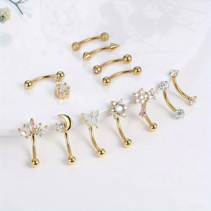Drperfect 1pc Stainless Steel Rook Piercing Jewelry Lip Ring Cartilage Daith Surface Tragus Piercing Jewelry Eyebrow Rings