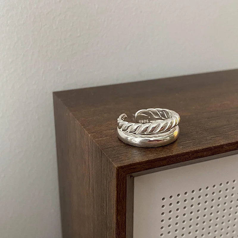 VENTFILLE 925 Sterling Silver Finger Rings New Fashion Creative Cross Hollow Chain Geometric Party Jewelry Gifts