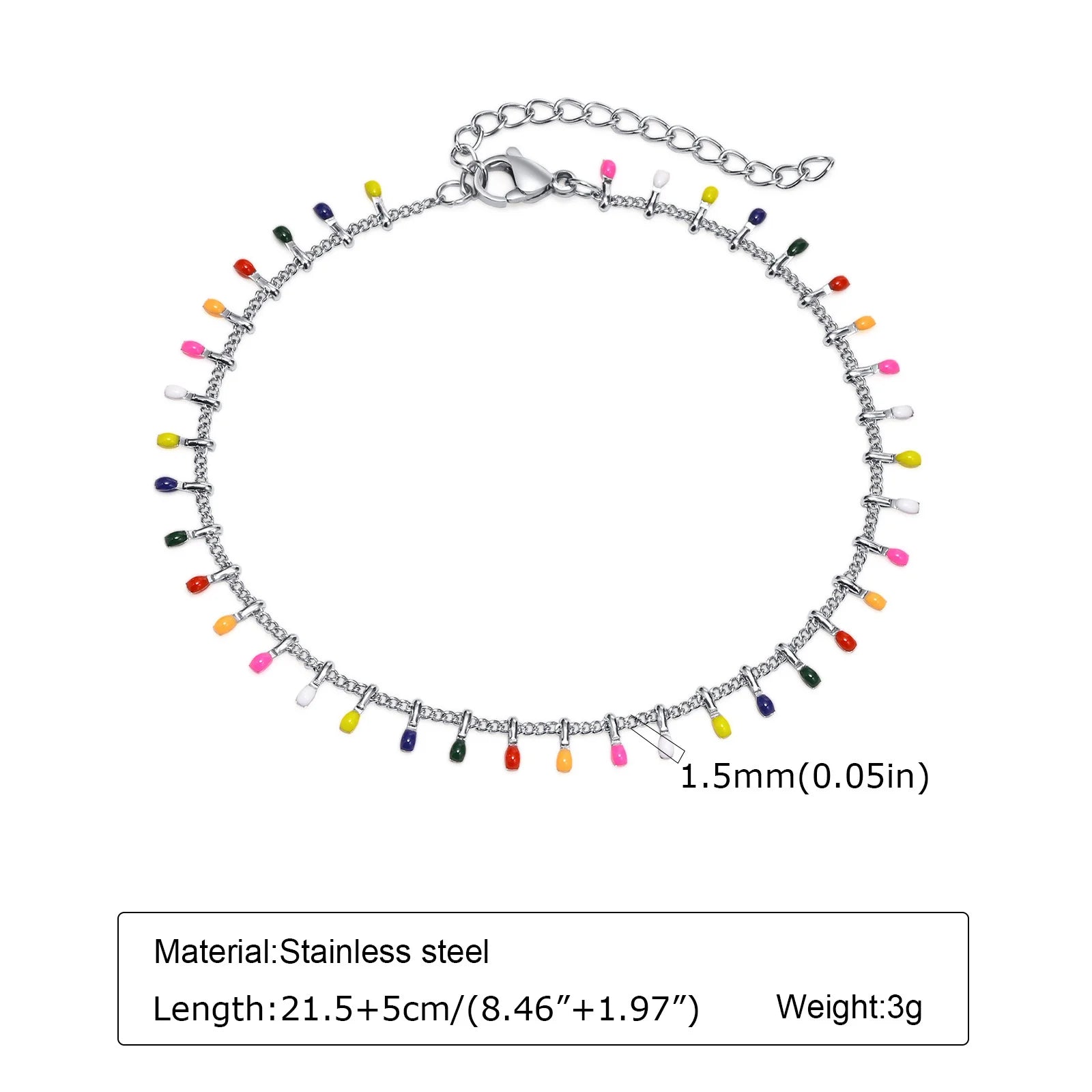 Silver Color Anklet Bracelets for Women Waterproof, Stainless Steel Layered Cuban Chain Herringbone Anklets Summer Beach Gift