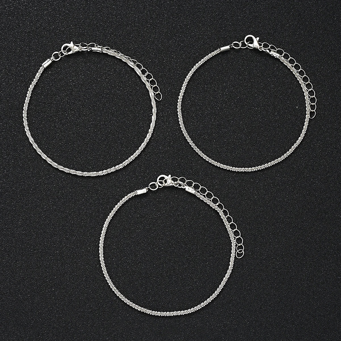 3 Pcs Sparkling Chain Anklet Sets for Women Zircon Heart MultiLayer Copper Bracelet On Leg Foot Trendy Summer Beach Jewelry Gift