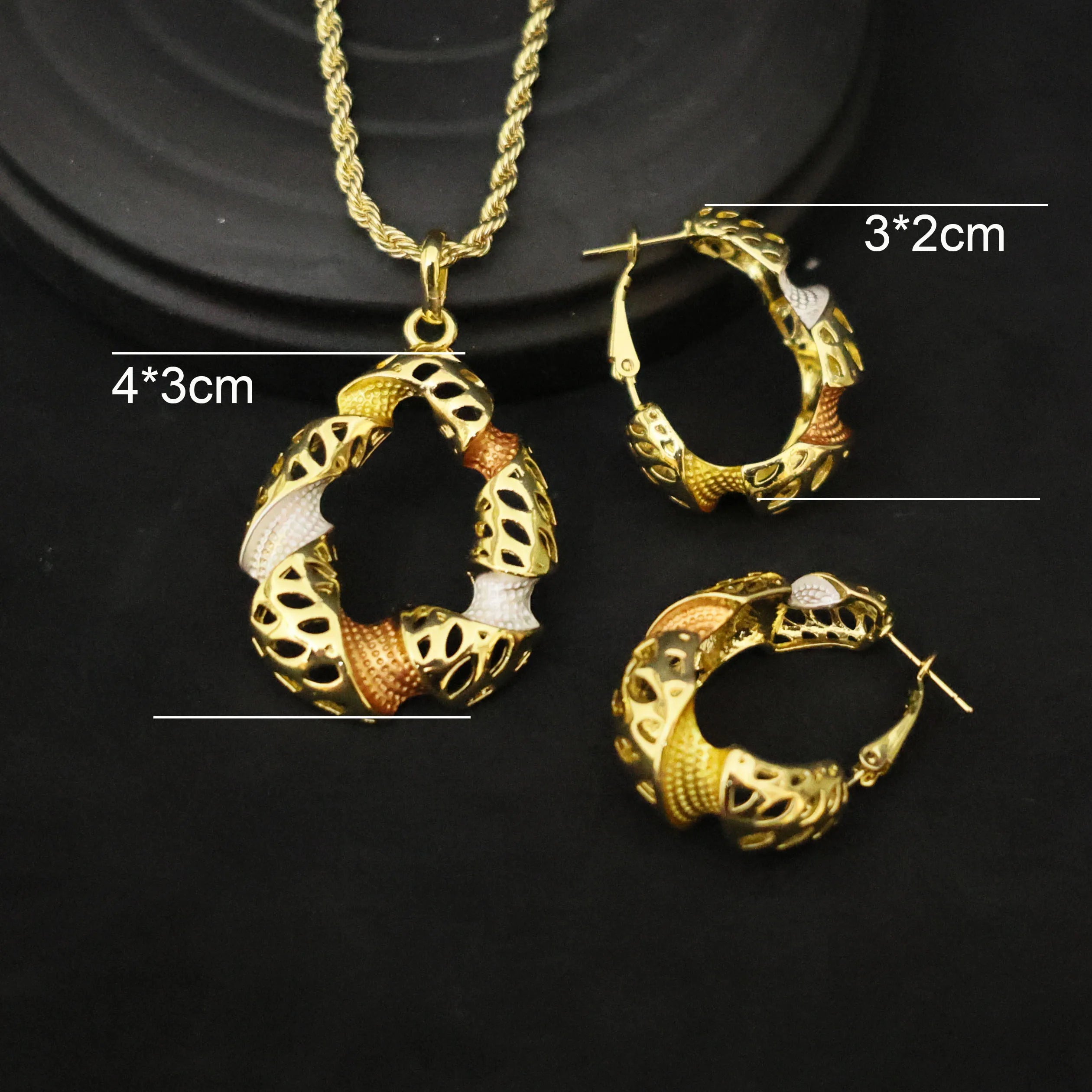 Luxury 18k Gold Plated Jewelry Set for Women Wedding Italian Jewellery Sets Bride Necklace and Earrings Bracelet African Gift