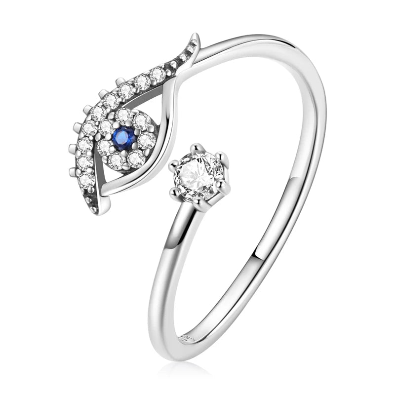 WOSTU Adjustable Rings Real 925 Sterling Silver Stackable Engagement Zircon Open Size Rings For Women Female Original Jewelry