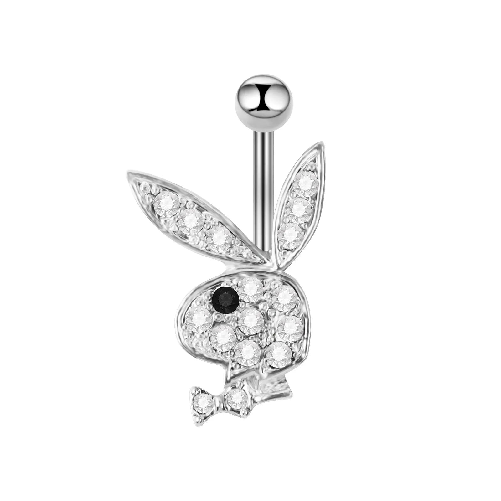 1pc Stainless Steel Belly Button Piercing Crystal Belly Button Ring Rabbit Pendant Gold Belly Button Ring Body Woman's Jewelry