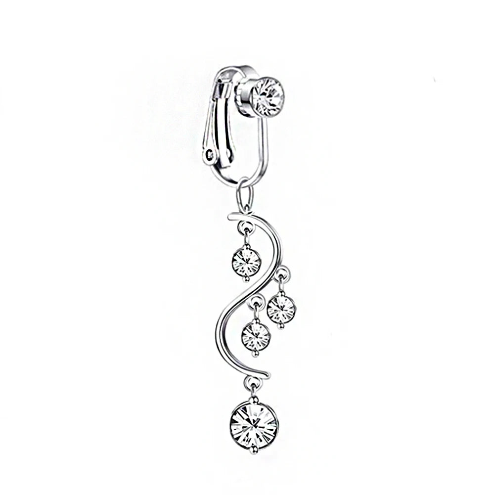 Faux Fake Belly Ring Snake Fake Belly Piercing Clip on Umbilical Navel Belly Button Cartilage Clip on Earrings Body Jewelry