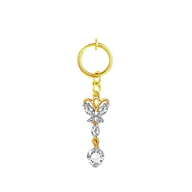 Fashion Butterfly Fake Belly Button Piercing Fake Belly Piercing Clip on Umbilical Navel Faux Belly Cartilage Earring Clip