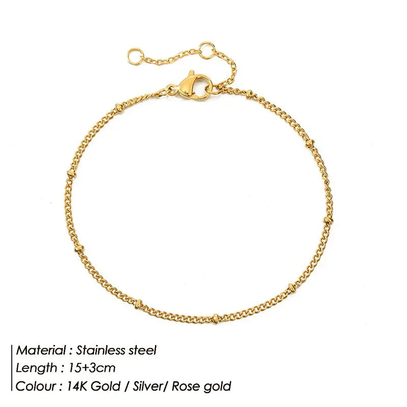 Multilayered Bracelet Gold Color Snake Paperclip Figaro Cuban Chain Stainless Steel Jewelry Male Female Bracelets Factory