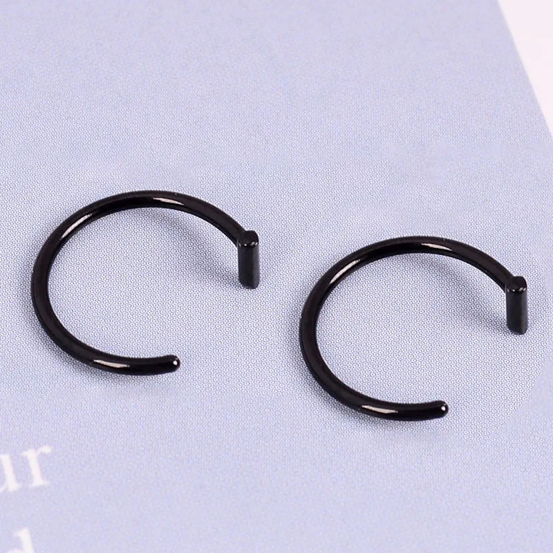 2Pcs 316L Stainless Steel Fake Nose Ring, Nose Cuffs Fake Septum Rings Clip On Nose Hoop Lip Rings Conch Earring Body Jewelry