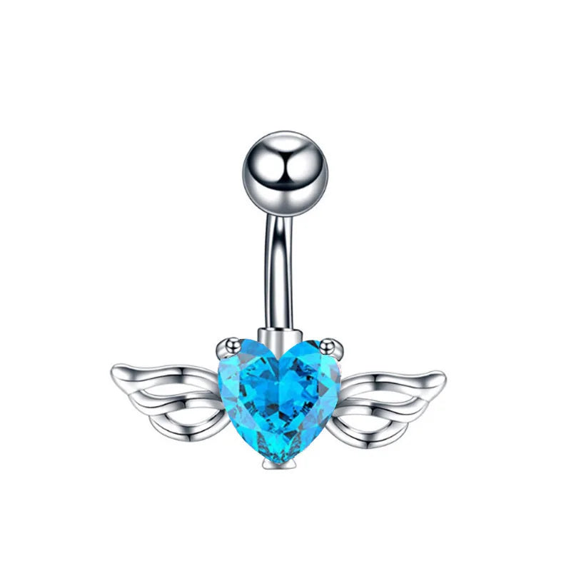 1PCS Stainless Steel CZ Belly Button Piercing Heart Navel Barbell Jewelry Butterfly Belly Button Ring Sexy Navel Ring For Women