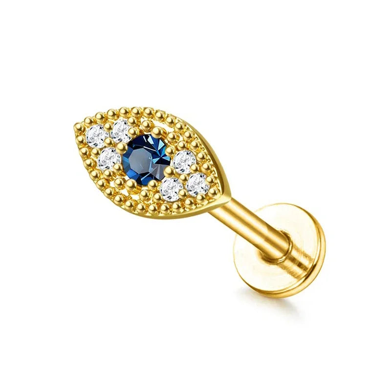 Drperfect 16G Cartilage Earrings Stud for Women Stainless Steel Flat Back Butterfly Moon Flower Helix Tragus Piercing Jewelry