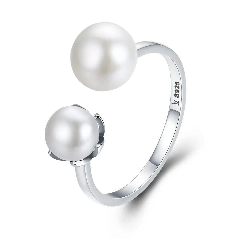 WOSTU Adjustable Rings Real 925 Sterling Silver Stackable Engagement Zircon Open Size Rings For Women Female Original Jewelry