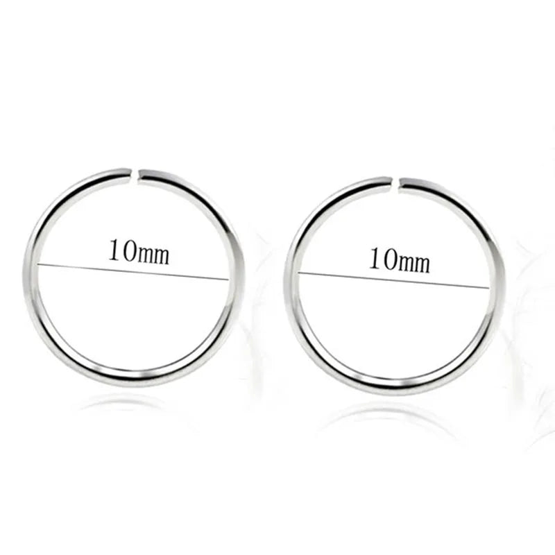 925 silver nose ring lip ring piercing jewelry for women cartilage tragus helix hoop earring small tiny seamless little sleeper