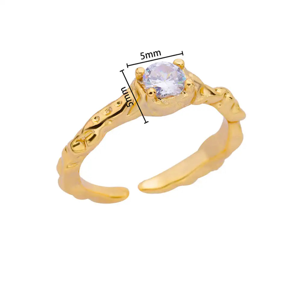 Mini Zircon Green Rings For Women Stainless Steel Gold Color Adjustable Finger Ring Engagement Wedding Christmas Jewelry Gift