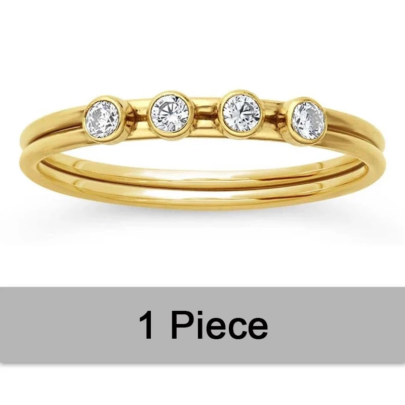14K Gold Filled White 2MM AAA Zircon Stacking Ring Boho Gold Jewelry Minimalist Knuckle Ring Anillos Mujer Gold Rings for Women