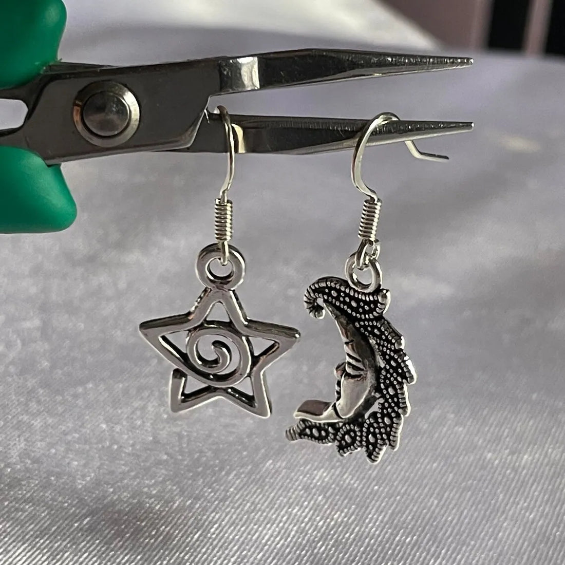 Whimsy Goth Swirly Star Earrings Silver Color Pair of Celestial  Witch Celestial Fairycore Gift Friend Women Boho Cute Gothic