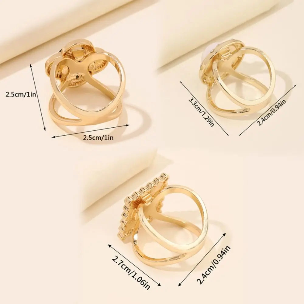 Flower Pearl Silk Scarf Buckle Round Multifunctional Clothing Corner Knotted Buckles Square Headscarf Pin Clover Shawl Ring Clip