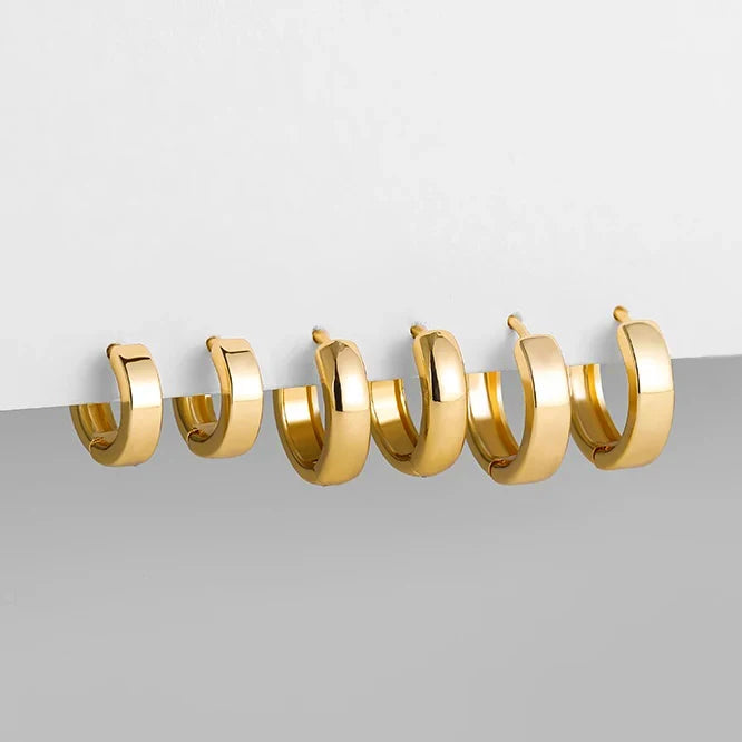 3 Pair/set Dainty Gold Color Geometric Circle Small Hoop Earrings for Women Statement Beads Twist Huggie Earring Fashion Jewelry