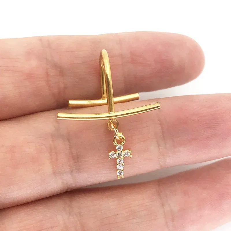 Fake Lip Piercing Jewelry none piercing labret faux lipring stainless steel  Lip Cuff  lead free nickel free body jewelry