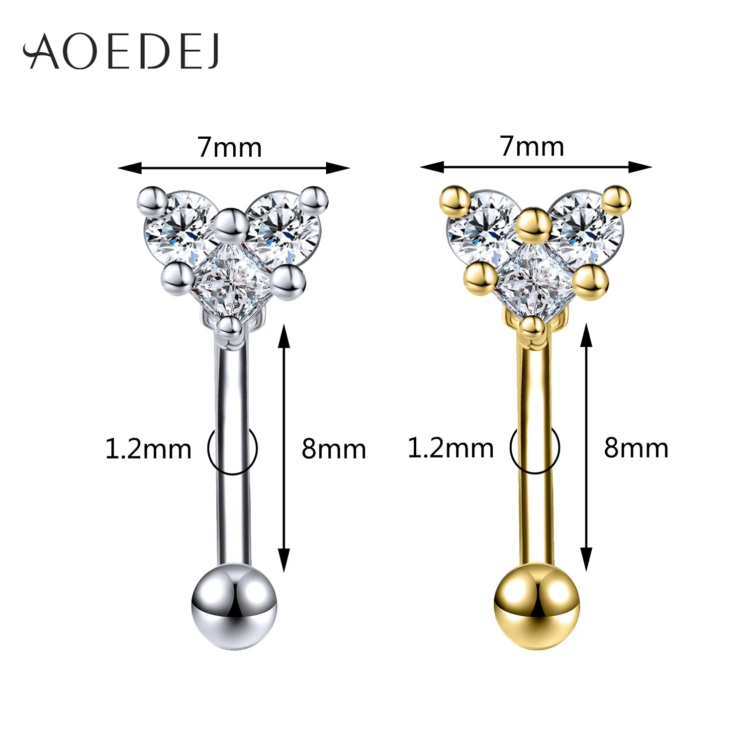 AOEDEJ 1 Piece Stainless Steel 16G Eyebrow Stud 8/10MM Eyebrow Piercing Star Moon Butterfly Shape Labret Lip Piercings Jewelry