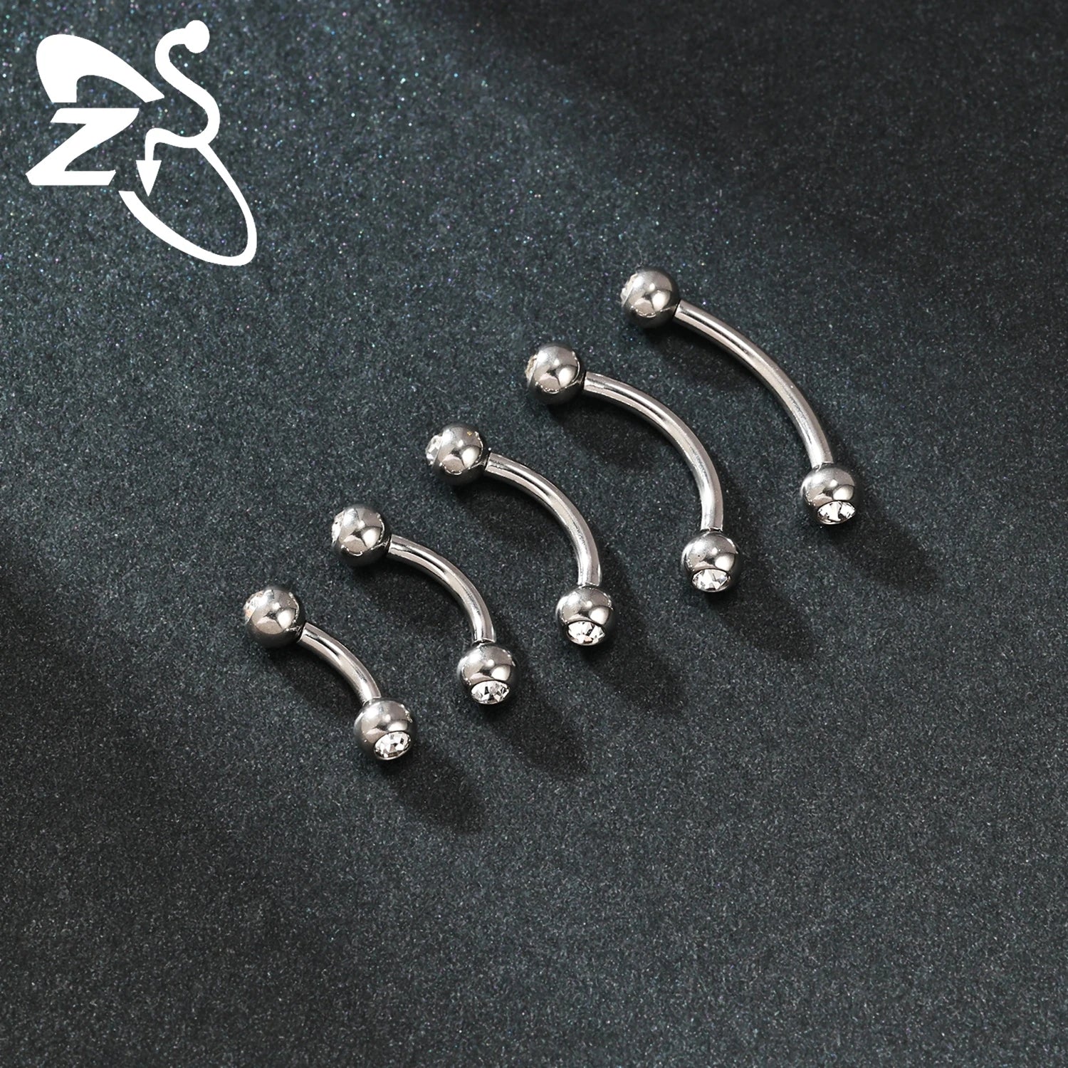 ZS 1PC Internal Thread 14/16/18G Stainless Steel Belly Button Ring 6MM-14MM Curved Navel Rings Helix Cartilage Piercings Jewelry