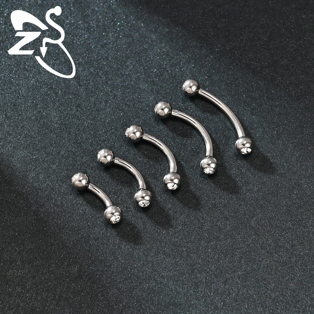 ZS 1PC Internal Thread 14/16/18G Stainless Steel Belly Button Ring 6MM-14MM Curved Navel Rings Helix Cartilage Piercings Jewelry