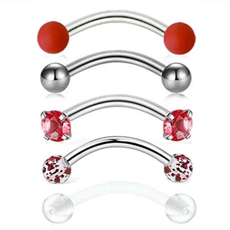 5PCS Crystal Eyebrow Piercing Set Curved Barbell Piercings Rook Earring Bulk Helix Stud Tragus Earrings Cartilage Jewelry Labret