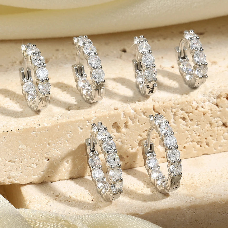 Yupsk 6pcs Shiny Zircon Ear Rings White Gold Color Huggie Cartilage Piercing Ear Cuff Tiny Earring for Women Men Jewelry Gift