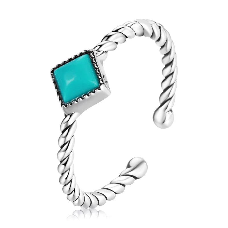 WOSTU Adjustable Rings Real 925 Sterling Silver Stackable Engagement Zircon Open Size Rings For Women Female Original Jewelry