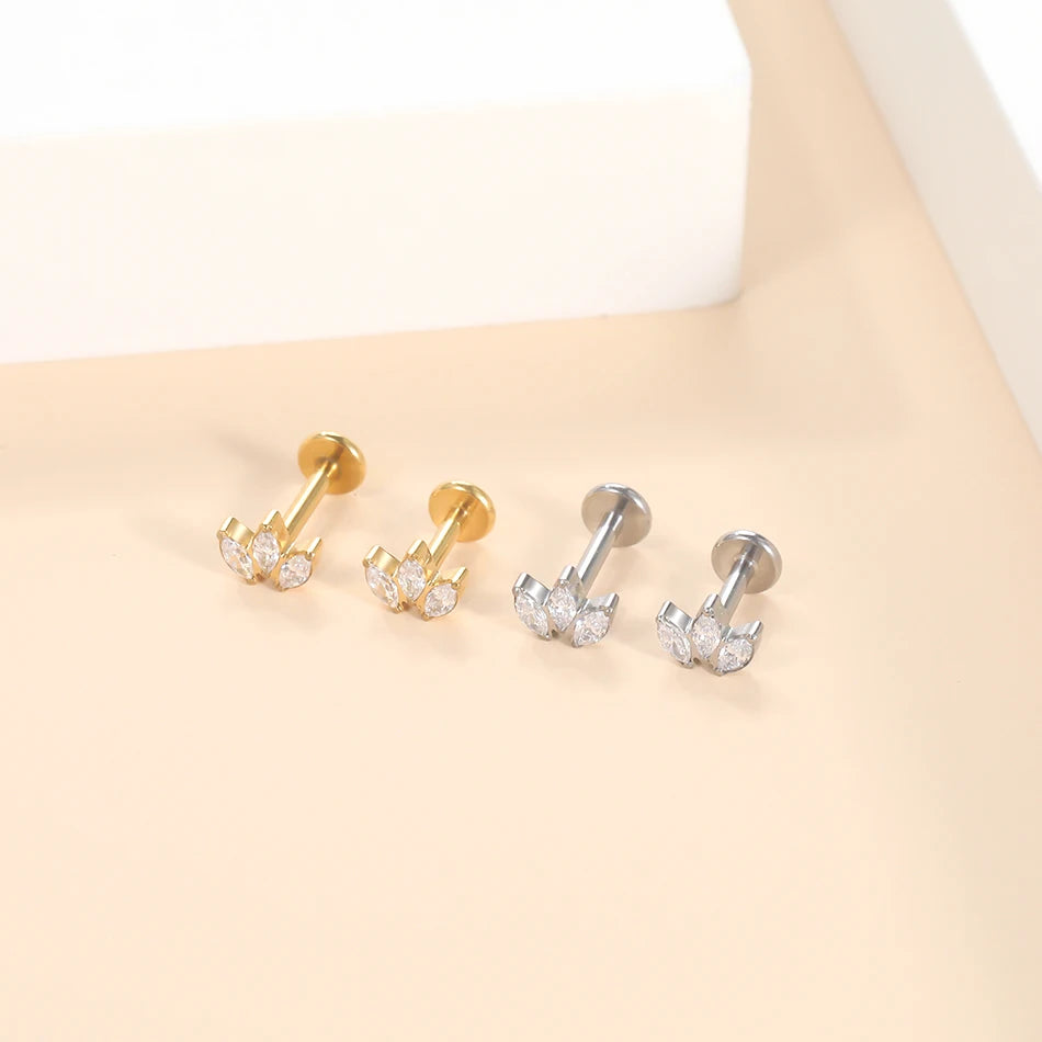 1Pc G23 Titanium Ear Tragus Cartilage Helix Daith Piercing Stud Earrings for Women Internal Thread Labret Piercing Lip Ring 16G