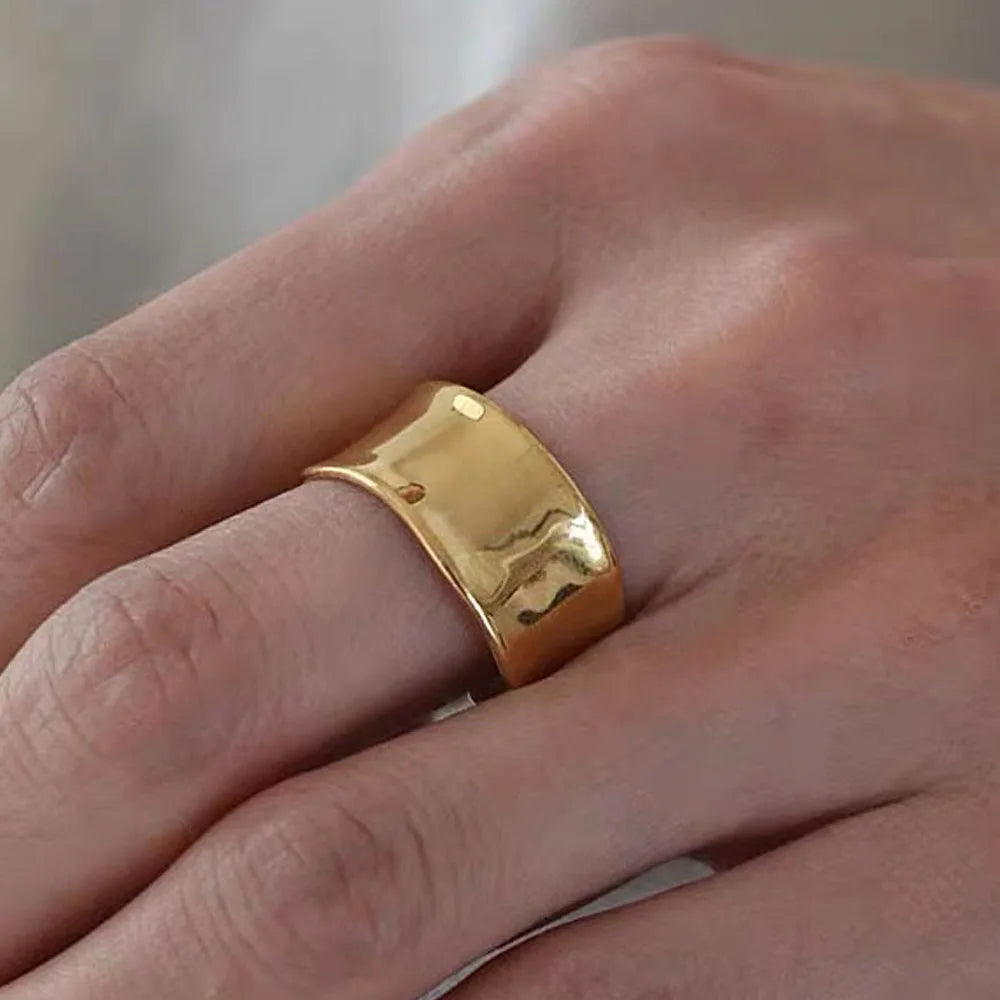 BF CLUB 925 Sterling Rings for Women Fashion Geometric Handmade Irregular Strip Ring Party Christmas Gift