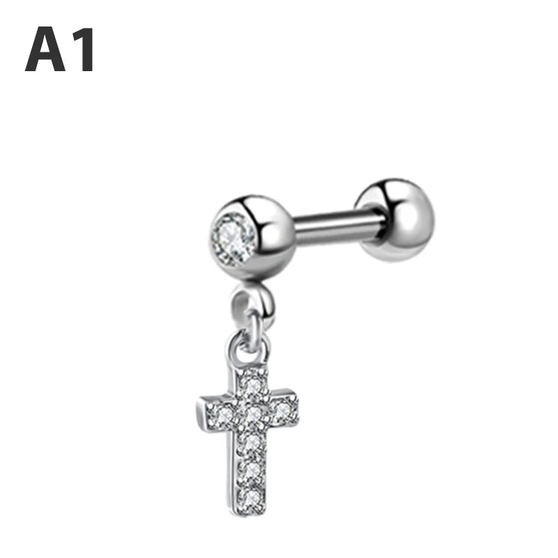 Zircon Earrings Helix Ear Lobe Piercing Conch Tragus Dangle Cartilage Ring Pierc